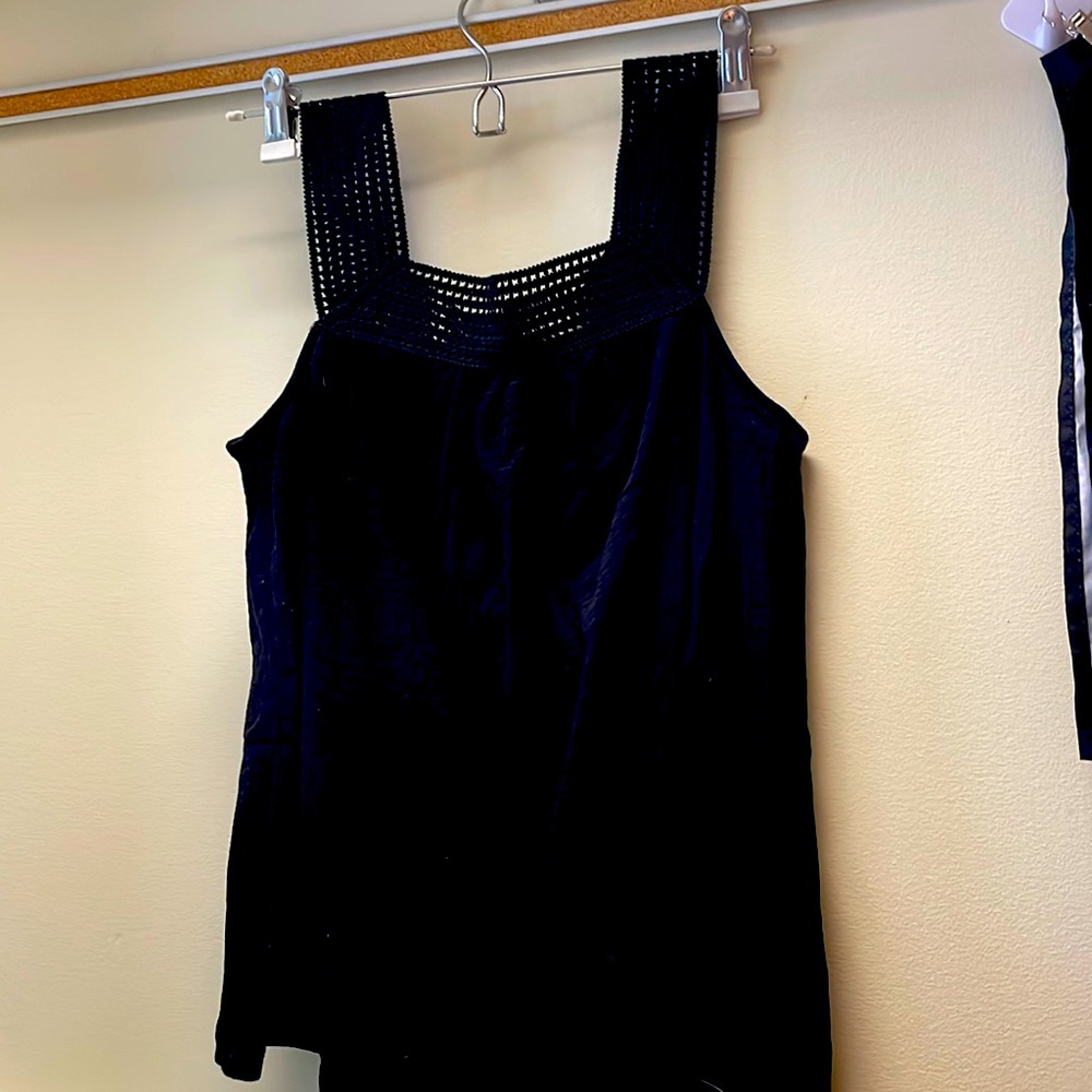 Black shirt with off the shoulder lacy straps